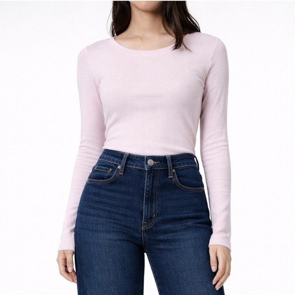 Streetwear Society Ribbed Knit Long Sleeve Crop Top Pink Women's‎ Size Medium